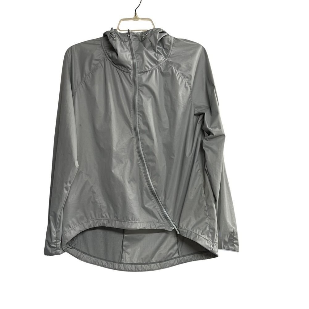 NIKE Women's Shield Running Reflective Hooded Zipper Jacket‎ Gray Size Small
